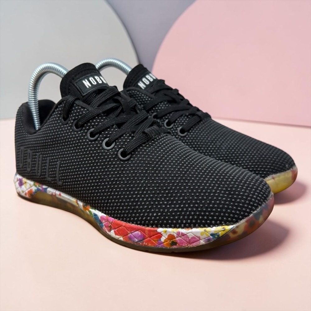 NOBULL Training Shoes Womens Size 6.5 Black Floral Super Fabric Low Top Trainer